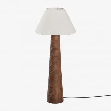 Luminária De Chão Em Madeira De Manga Malva ↑70 Cm & Branco Ø40 Cm Menorca - Sklum