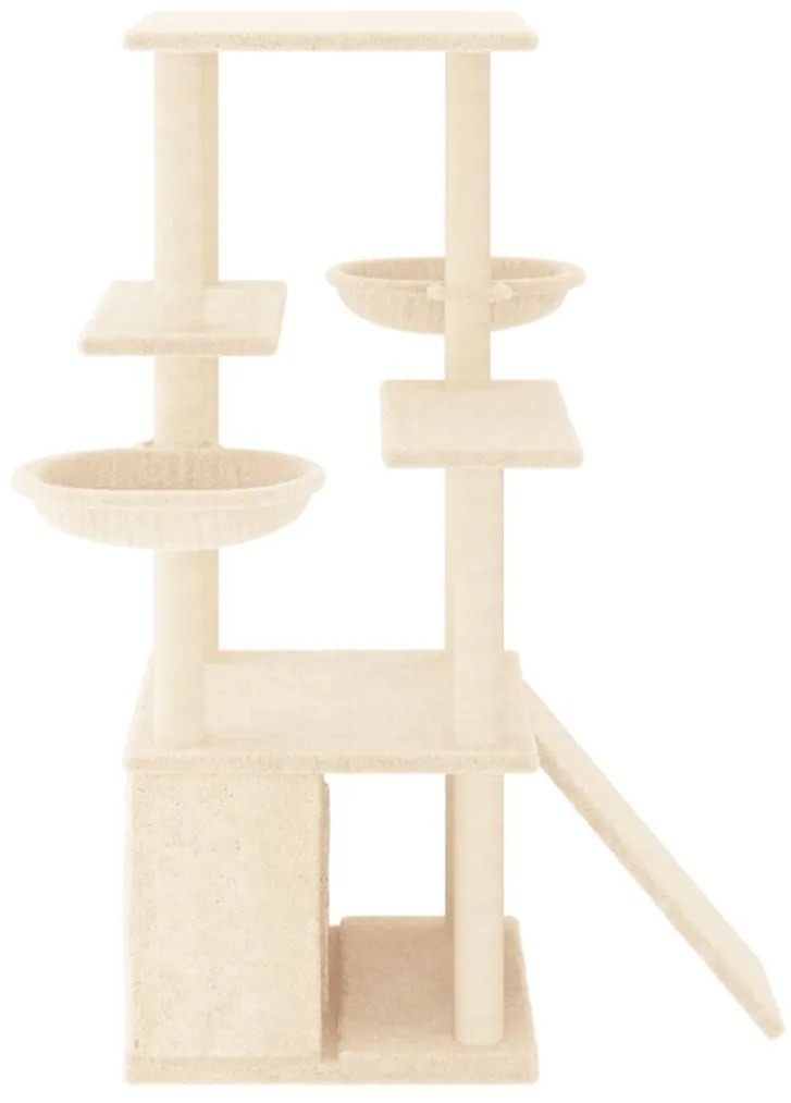 Árvore para gatos c/ postes arranhadores sisal 133 cm cor creme