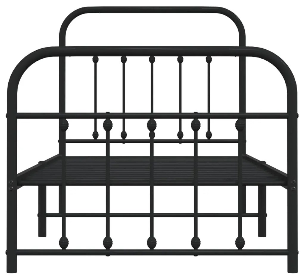 Estrutura de cama com cabeceira e pés 90x200 cm metal preto