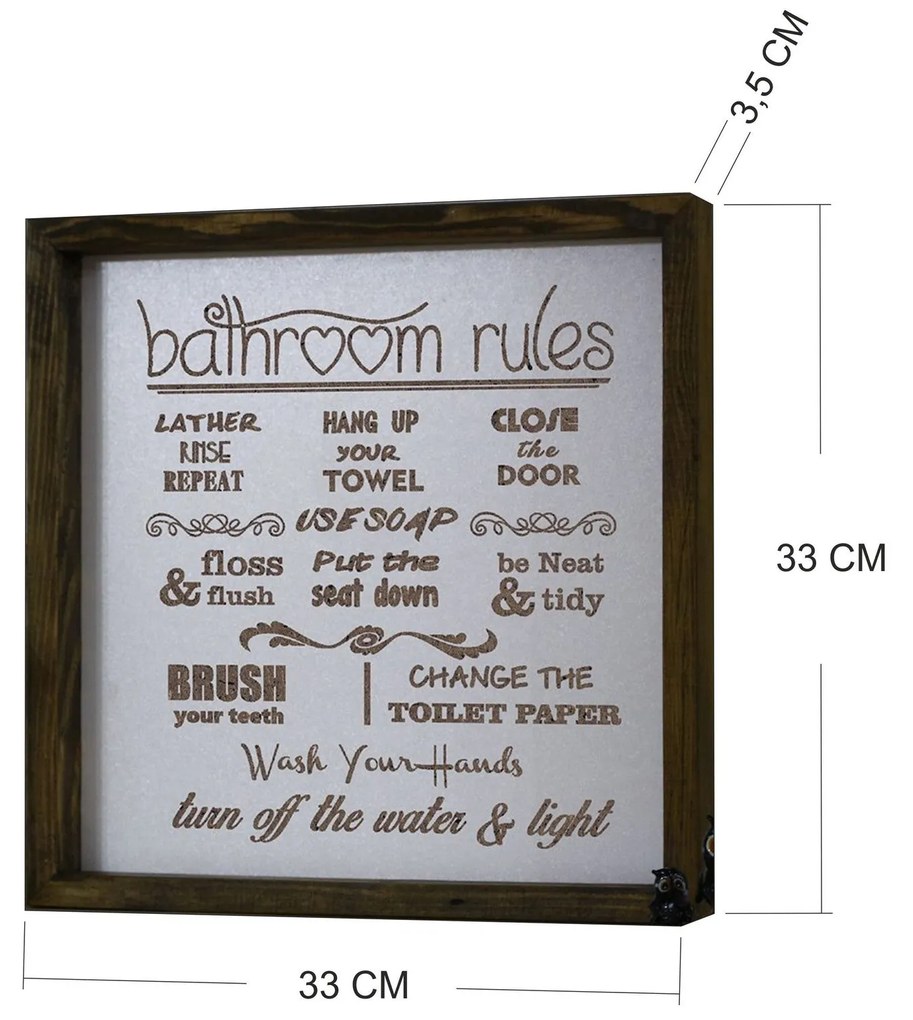 Quadro Decorativo em MDF KZM006 – Castanho e Branco – 34 x 34 cm