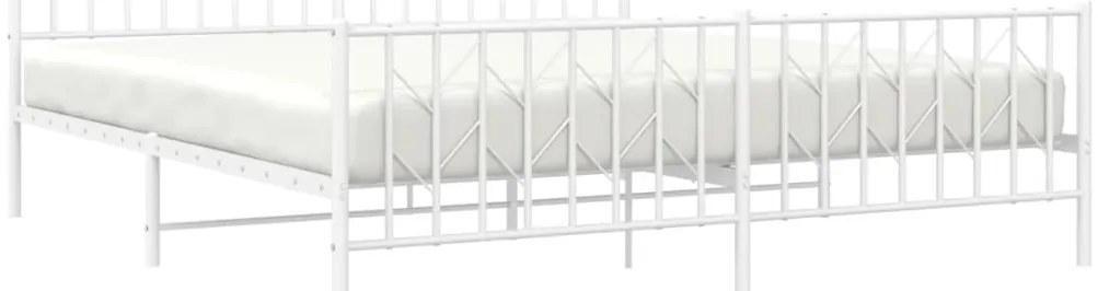 Estrutura de cama com cabeceira e pés 180x200 cm metal branco