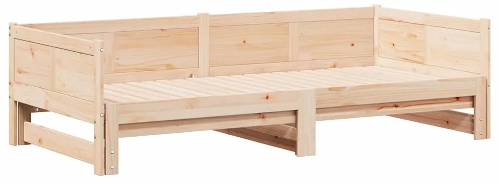 Cama de Dia Extensível 90x200 cm de Madeira Maciça de Pinho