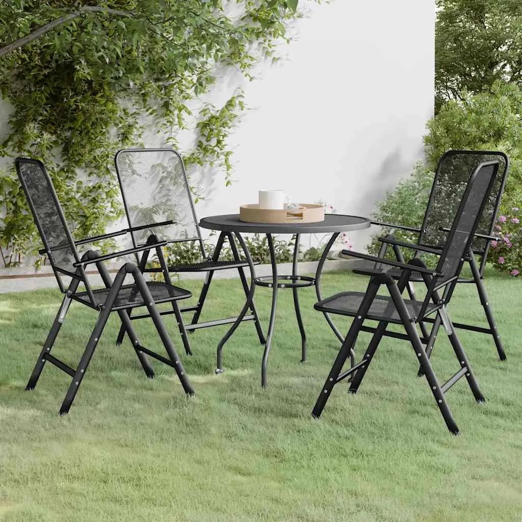 vidaXL 5 pcs conj. de jantar p/ jardim malha metal expandido antracite