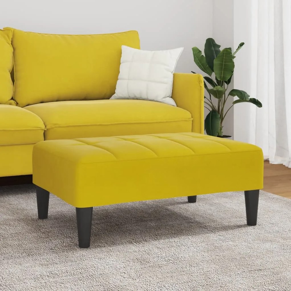 Apoio de pés 77x55x31 cm veludo amarelo
