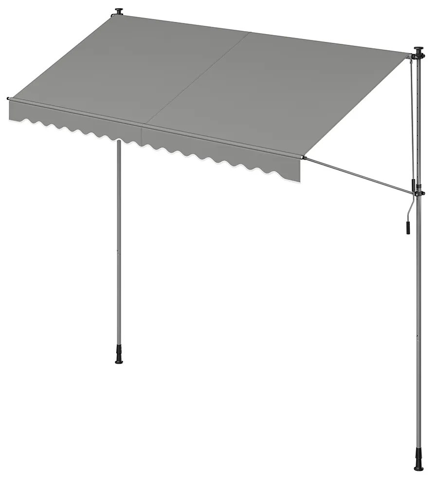Toldo retrátil jardim de fixação com manivela 350 x 120 cm cinzento