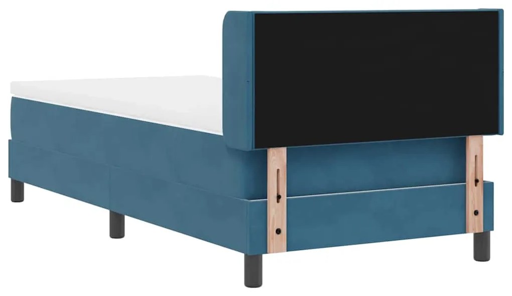 Cama Box Spring vidaXL com Colchão Azul Escuro 100x200 cm Veludo