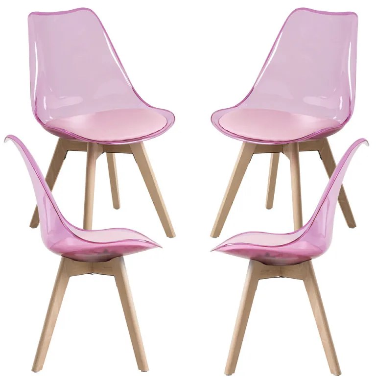 Pack 4 Cadeiras Synk Transparentes - Rosa
