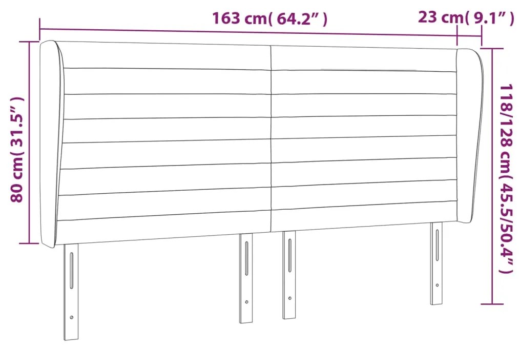 Cabeceira de cama c/ abas veludo 163x23x118/128 cm preto
