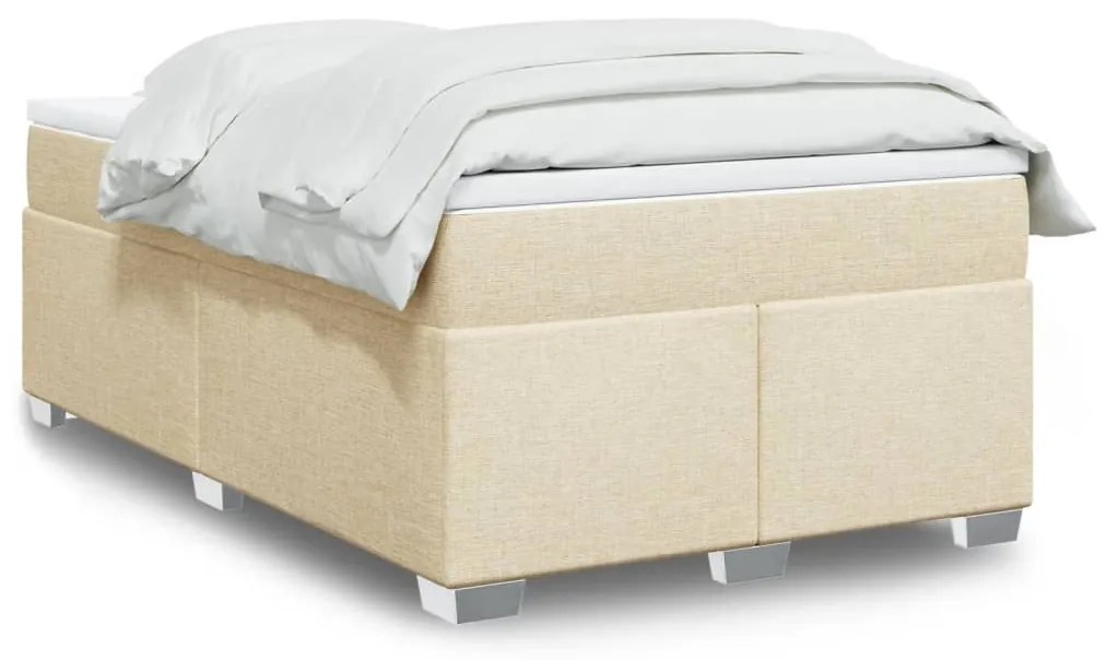 vidaXL Cama com molas/colchão 120x200 cm tecido cor creme
