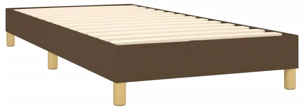 Cama box spring c/ colchão/LED 90x190 cm tecido castanho-escuro