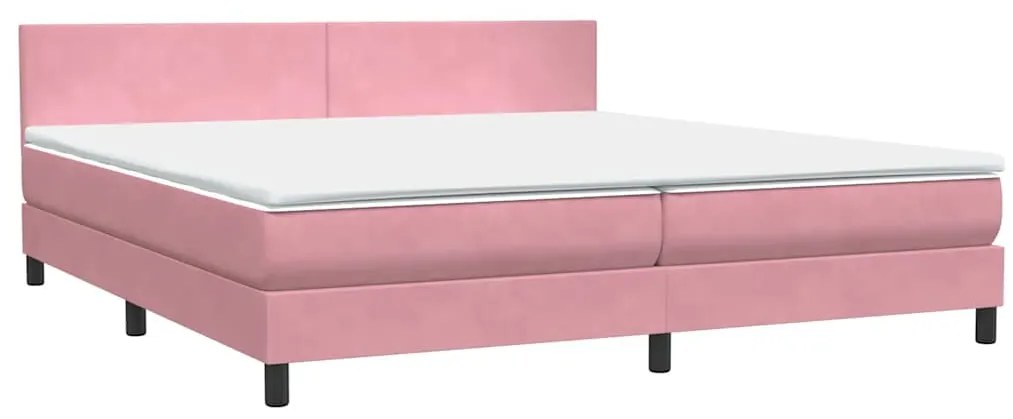 Cama com molas/colchão rosa 180x220 cm veludo