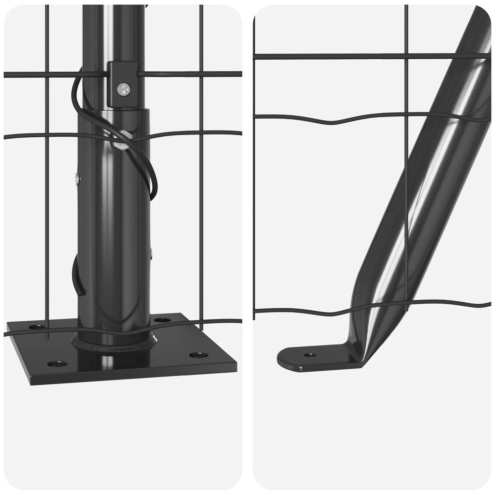 Cerca Euro com 7 Postes Flangeados 1,5x10 m Aço Galvanizado