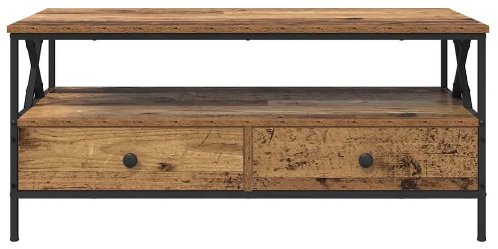Mesa de centro com gaveta com prateleira Madeira antiga 100 x 51 x 45
