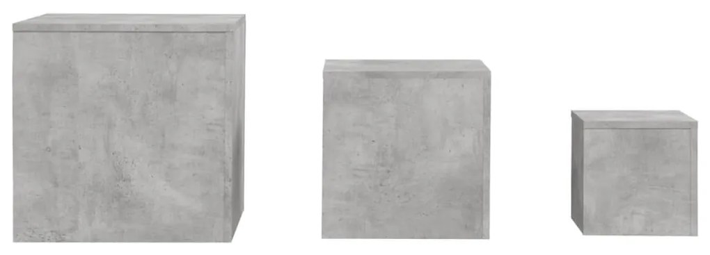Mesas de apoio 3 pcs derivados de madeira cinza cimento