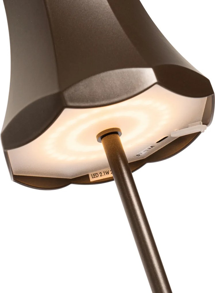 Candeeiro de mesa retro bronze escuro recarregável IP44 - Granny