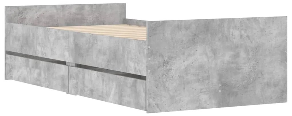 Estrutura de cama com gavetas 90x200 cm cinzento-cimento