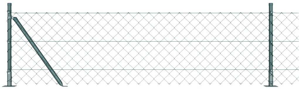Cerca de Cadeia com 7 Postes com Flange 0,4x10 m Aço Galvanizado