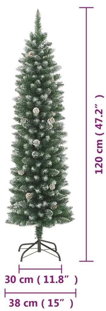 Árvore de Natal artificial fina com suporte 120 cm PVC