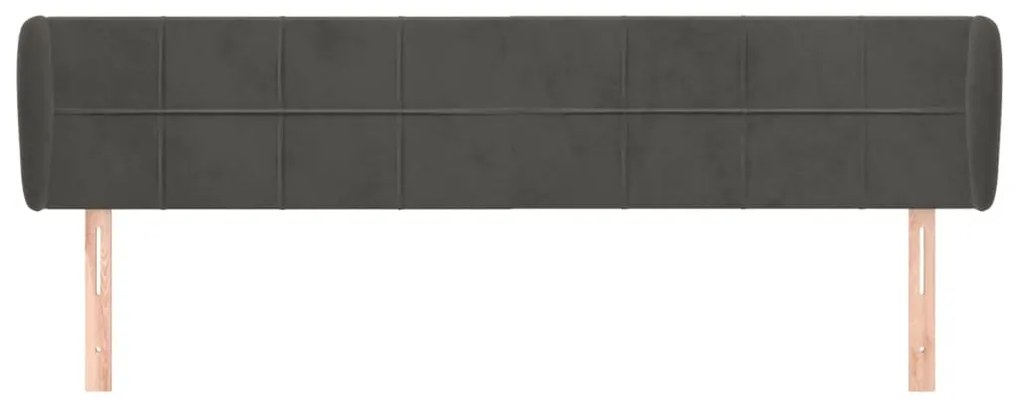 Cabeceira de cama c/ abas veludo 163x23x78/88cm cinzento-escuro