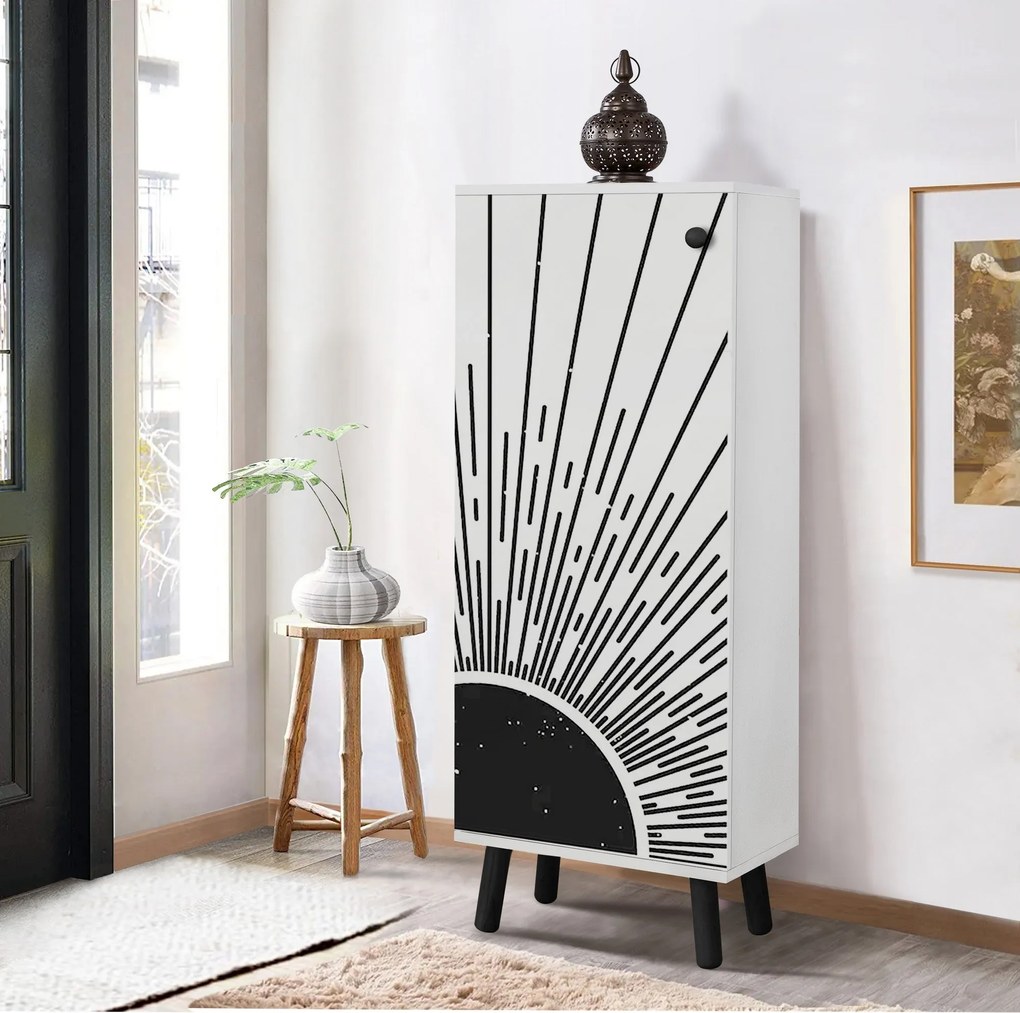 Sapateira Vegas – Branco/Preto – 50 cm x 135 cm x 38 cm