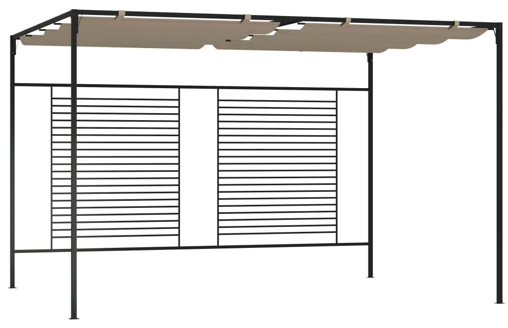 Gazebo c/ telhado retrátil 3x4x2,3 m 180 g/m² cinza-acastanhado