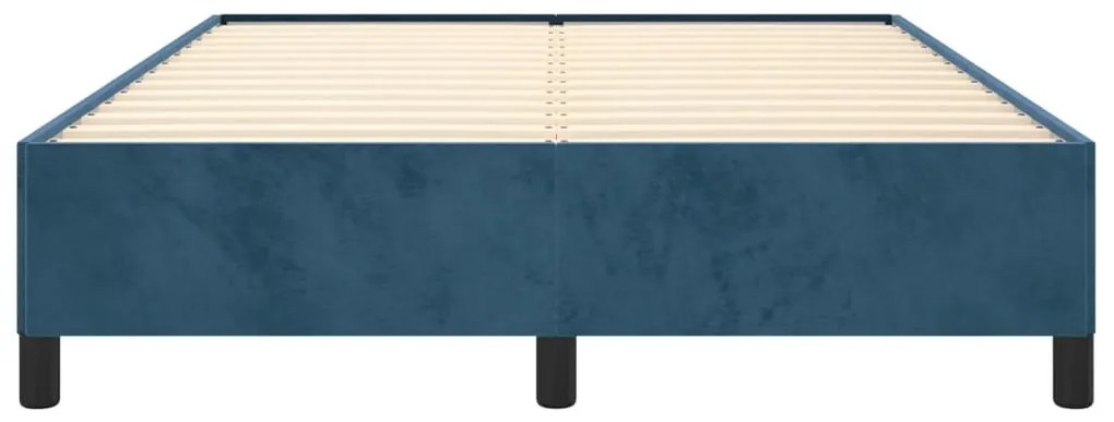 Estrutura de cama sem colchão 140x200 cm veludo azul-escuro