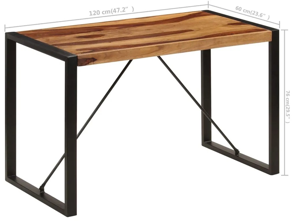 Mesa de jantar 120x60x76 cm madeira de sheesham maciça