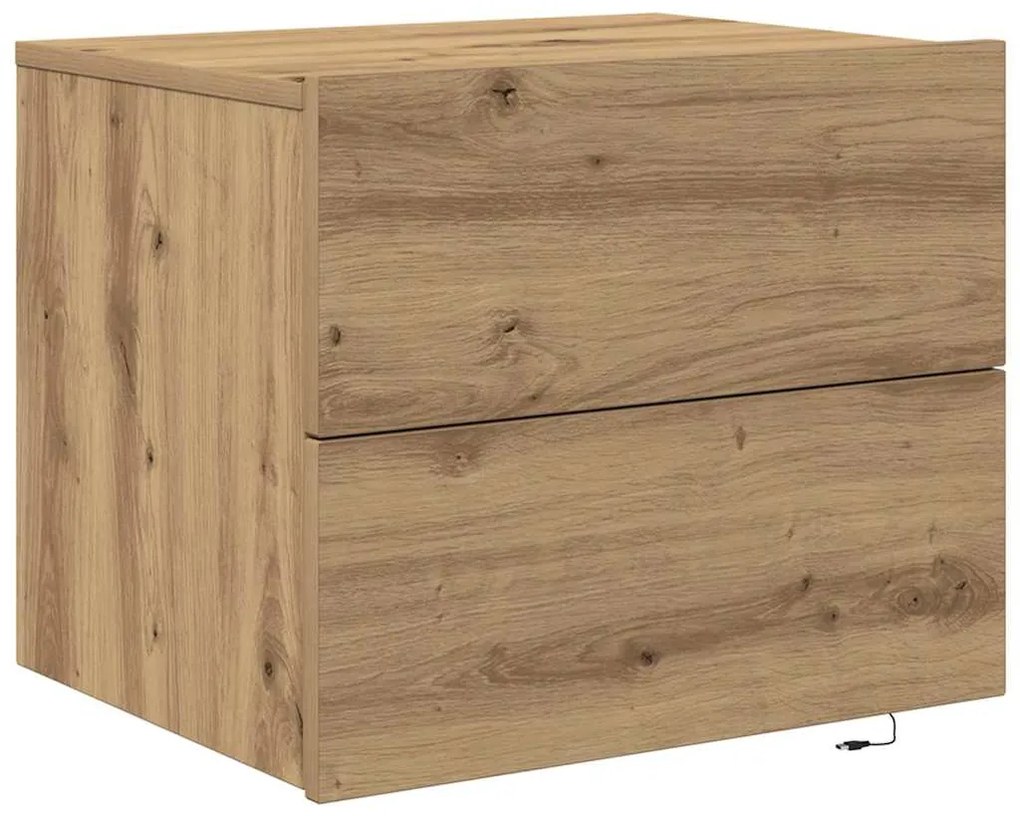 Guarda-Louças vidaXL com LED Montado na Parede Carvalho Artesanal 50x3