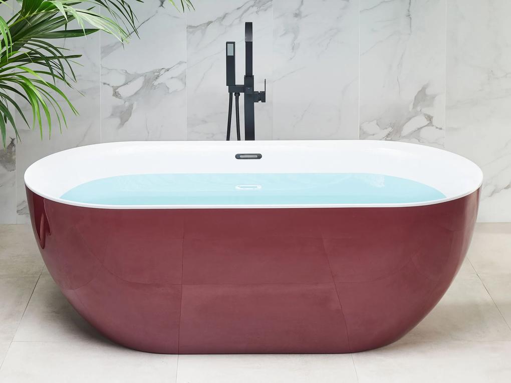 Banheira autónoma em acrílico vermelho 170 x 80 cm CARRERA Beliani