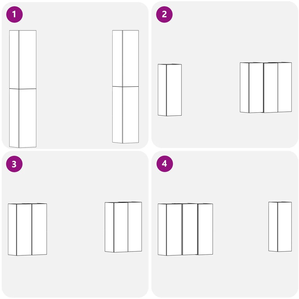 Conjunto de 4 Peças do Armário de TV vidaXL Carvalho Preto 30.5x30x90