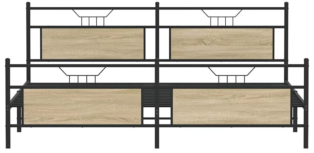 Estrutura de cama sem colchão 200x200cm metal carvalho sonoma