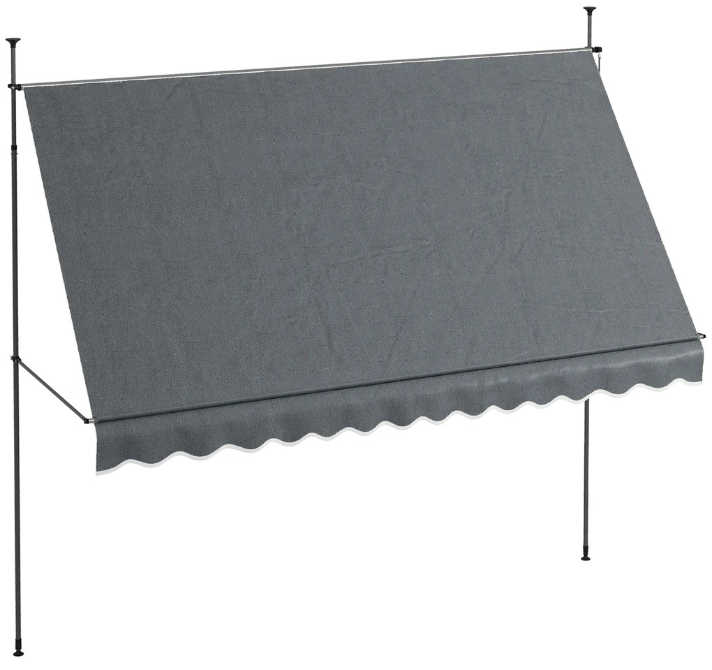 Toldo Manual Retrátil com Manivela 350x120x210-300 cm com Altura Ajustável Impermeável para Jardim Varanda Cinza Escuro