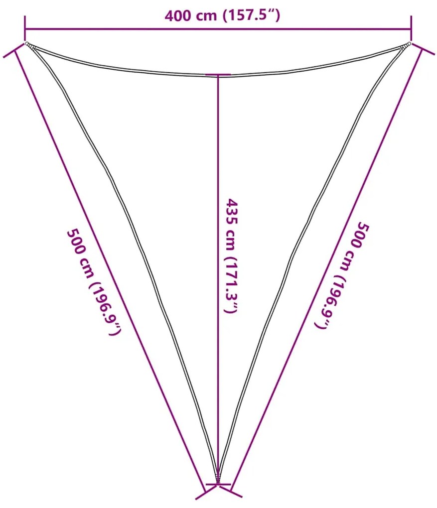 Para-sol estilo vela triangular 160 g/m² 4x5x5 m PEAD areia