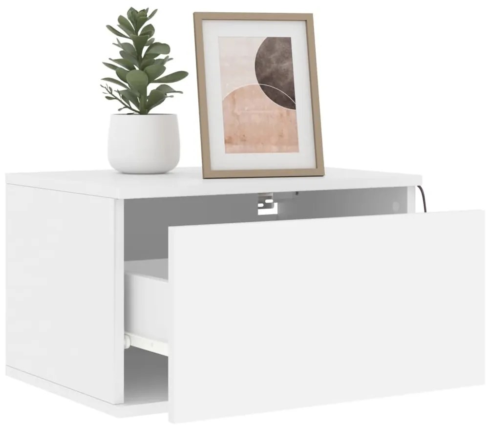 Mesa de cabeceira de parede com luzes LED branco