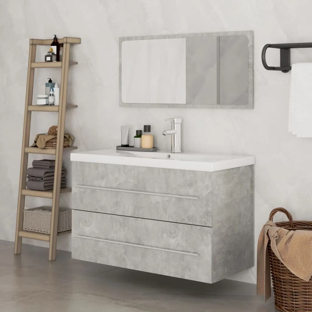 vidaXL 3 pcs conj. móveis casa de banho cinzento cimento