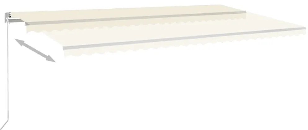 Toldo retrátil automático com postes 6x3,5 m cor creme