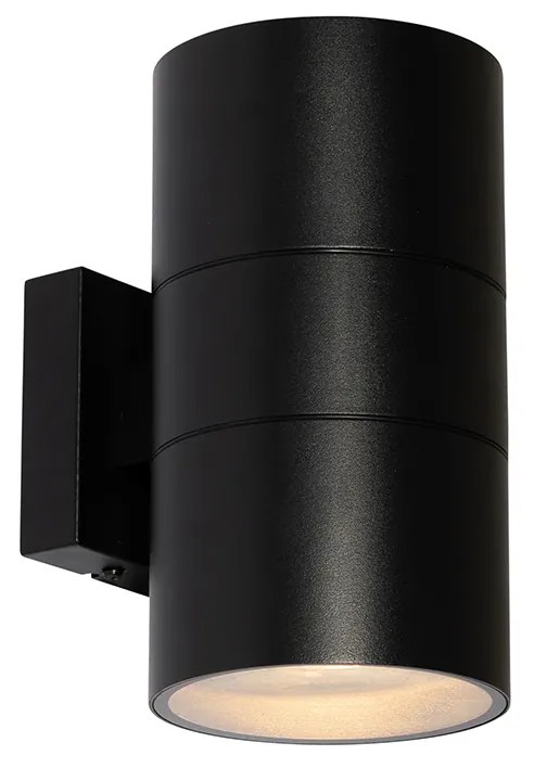 Candeeiro de parede exterior moderno preto 2 luzes AR111 IP44 - Duo Moderno