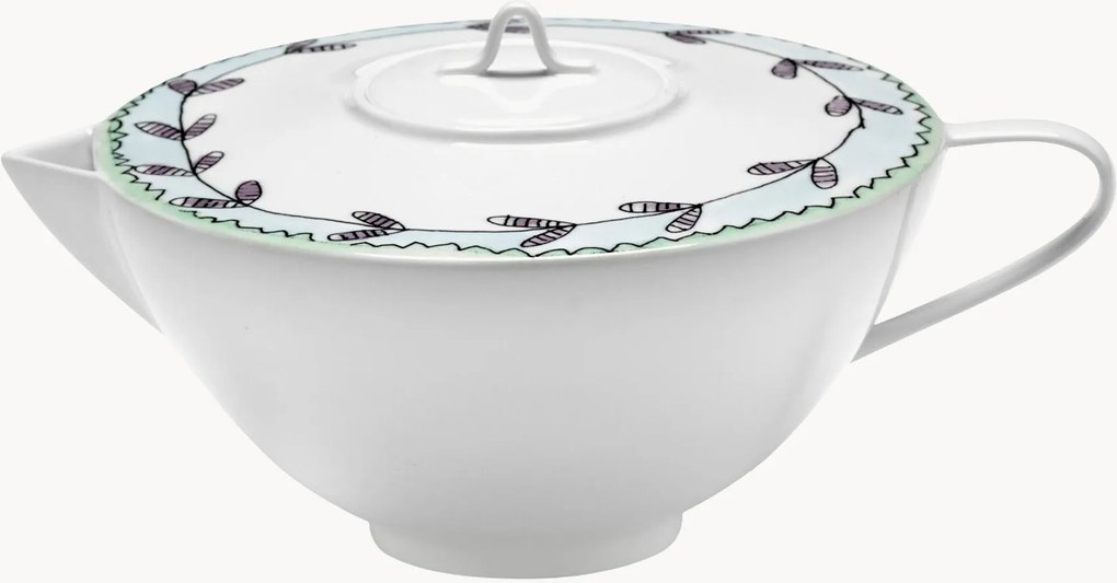 Bule em porcelana Fine Bone China Midnight Flowers