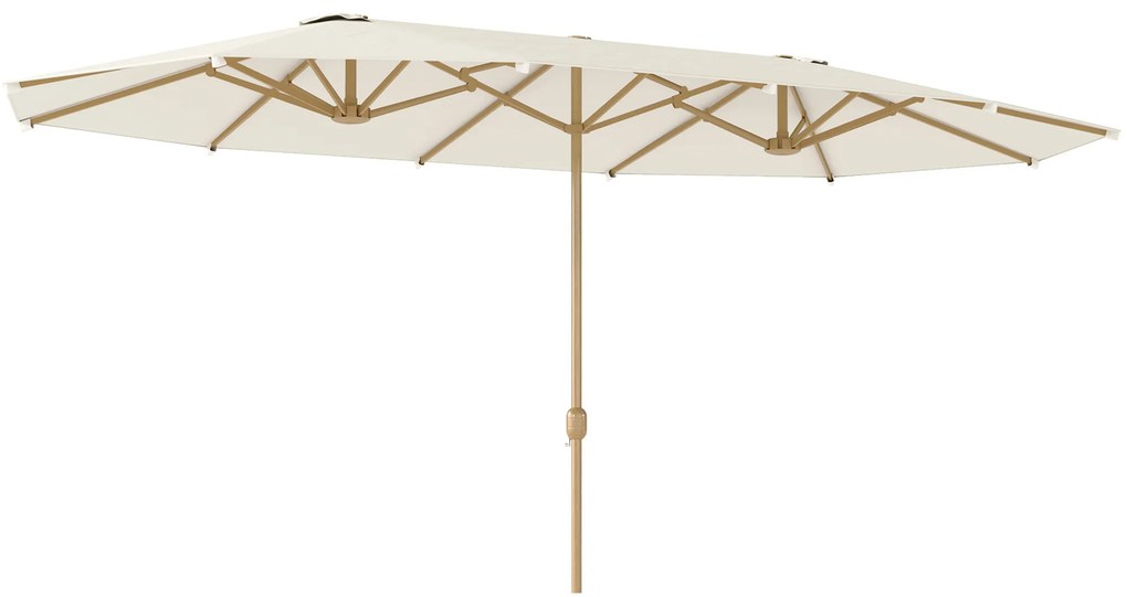 Outsunny Chapéu de Sol Duplo 4,55x2,65 m Exterior Manivela Manual Proteção Solar Resistente Intempéries Grande Bege | Aosom Portugal