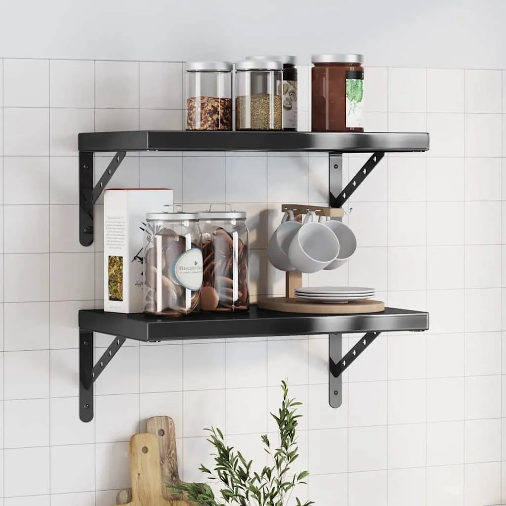 vidaXL Prateleiras de parede 2 pcs 50x30x3 cm aço inoxidável prateado