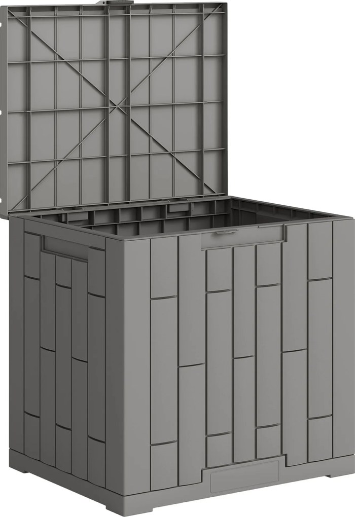 Outsunny Baú Exterior Capacidade 114 L Baú de Armazenamento Exterior Resistente à Água e aos Raios UV com Fecho Cinzento | Aosom Portugal