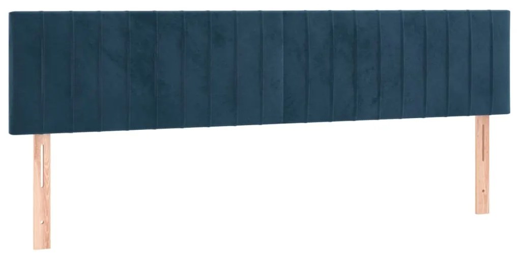 Cama com molas/colchão 160x200 cm veludo azul-escuro