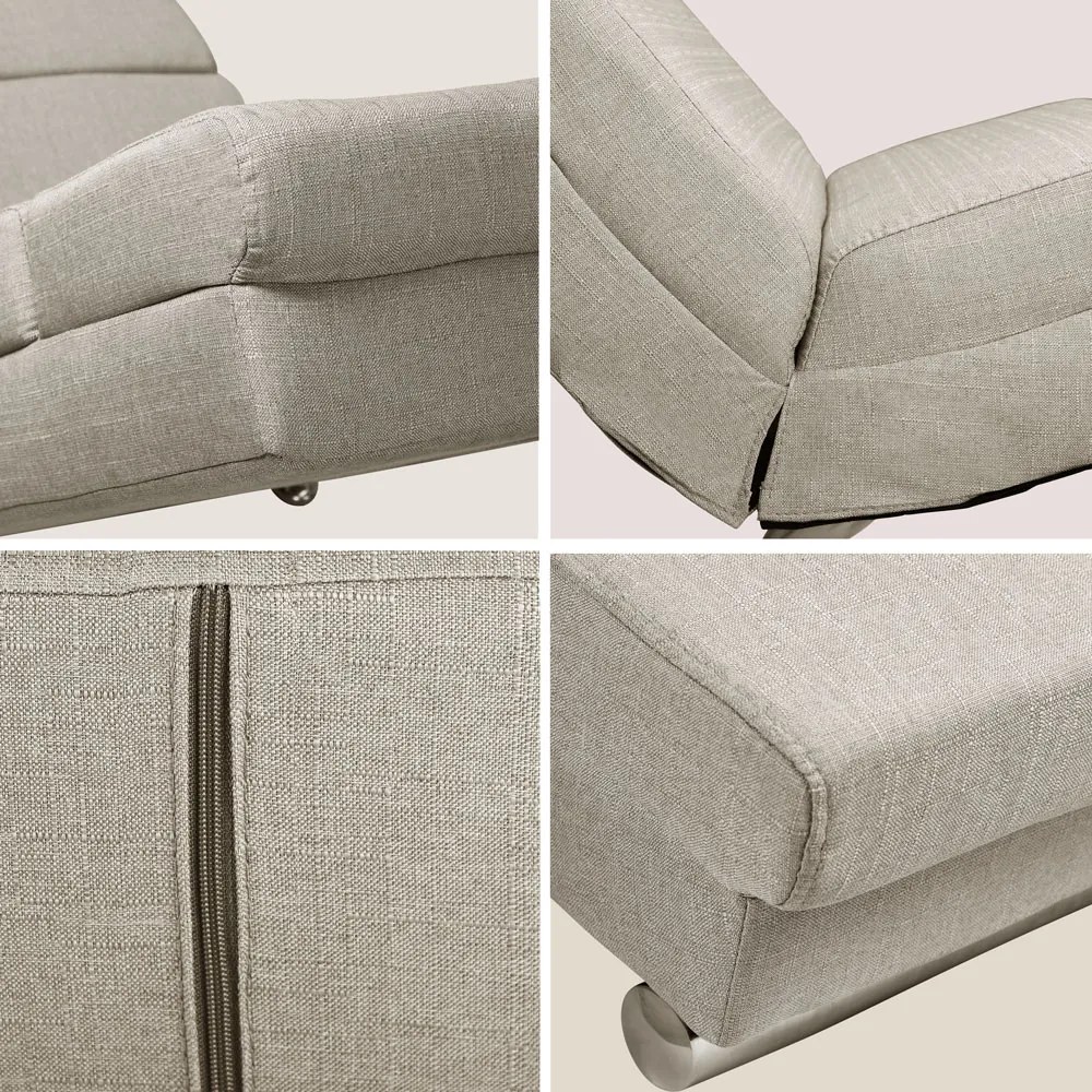 Poltrona London Sand com função de massagem e aquecimento 186 x 55 x 89 cm areia (aspeto de linho)