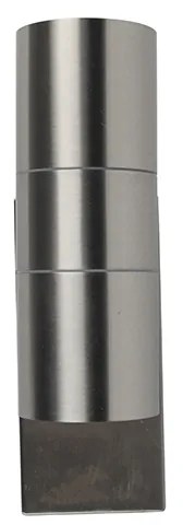 Candeeiro de parede exterior em aço 2 luzes IP44 com sensor crepuscular - Duo Moderno