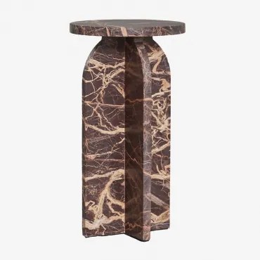 Mesa Auxiliar Redonda Ø30 Cm Em Mármore Graham Mármore Vermelho - Sklum