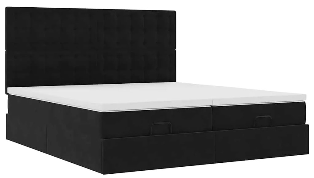 Estrutura de cama otomana com colchões 160x200 cm veludo preto