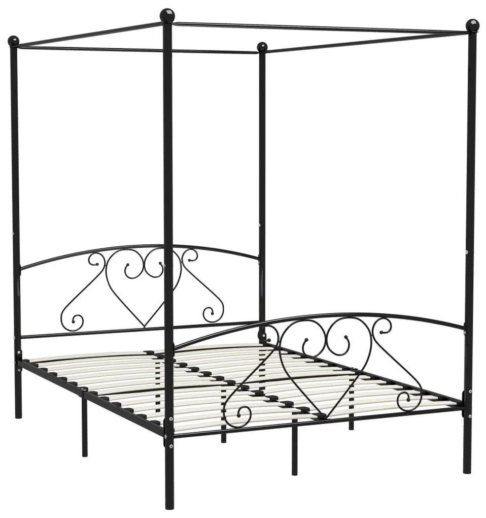 Estrutura de cama dossel 160x200 cm metal preto