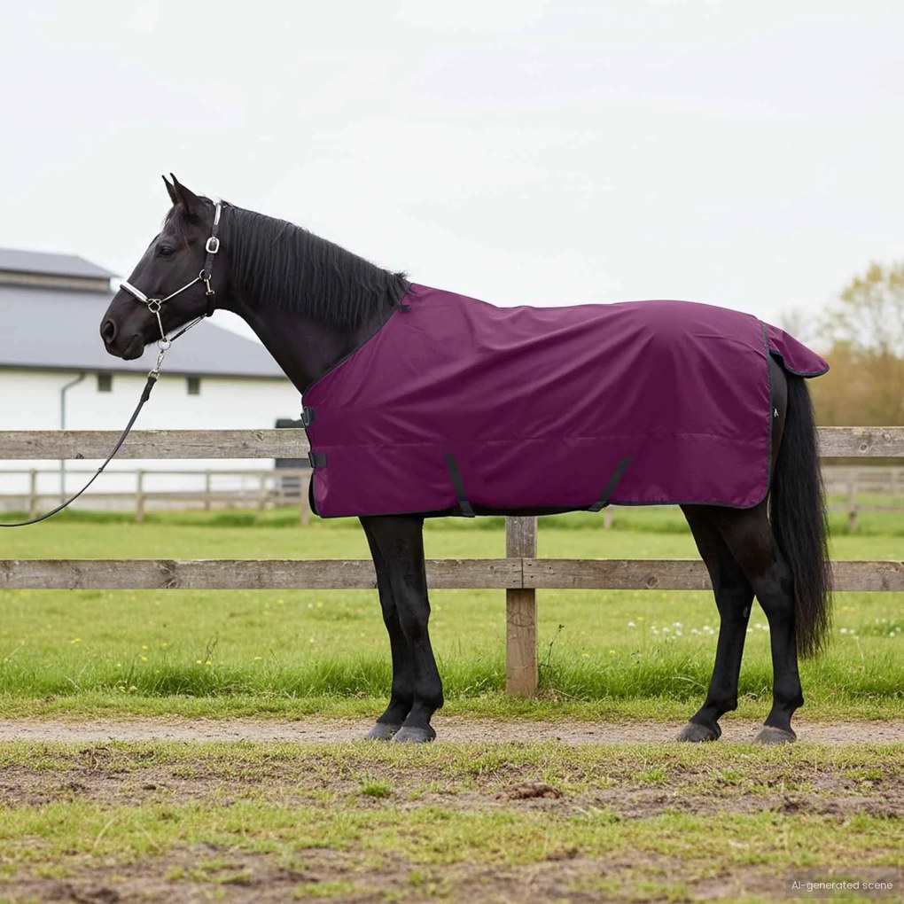 vidaXL Cobertor de Cavalo Verde Escuro e Preto 145 cm Poliéster