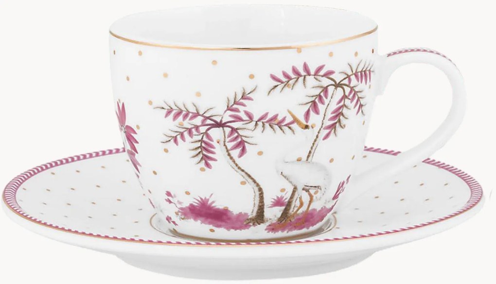 Chávenas de café expresso e pires em porcelana Jolie Dots, conjunto de 2