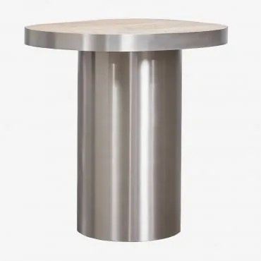 Pack De 2 Mesas De Cabeceira Em Travertino E Aço Inoxidável Fertrix Travertine - Sklum